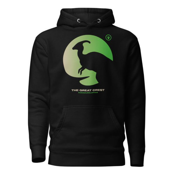 Stay Warm and Stylish with the Black Navy Blazer PARASAUROLOPHUS Youth Hoodie - Perfect for Explorers and Dinosaur Lovers!